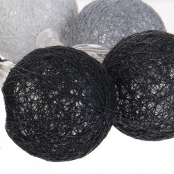 Grossiste guirlande 10 LED aux boules grises, noires et blanches - 4x192cm