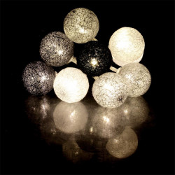 Grossiste guirlande 10 LED aux boules grises, noires et blanches - 4x192cm