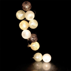 Grossiste guirlande 10 LED aux boules vertes, blanches, taupes et marron - 4x192cm