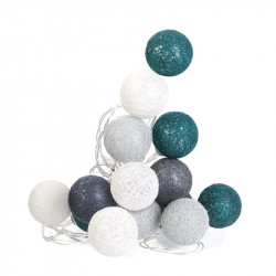 Grossiste guirlande 20 LED aux boules gris clair, gris foncé, blanches et vertes - 4x372cm