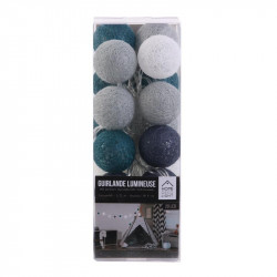 Grossiste guirlande 20 LED aux boules gris clair, gris foncé, blanches et vertes - 4x372cm