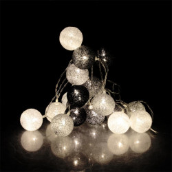 Grossiste guirlande 20 LED aux boules noires, blanches et grises - 4x372cm