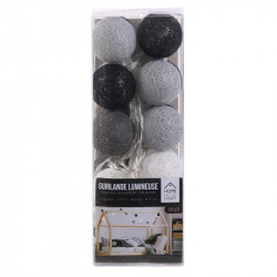 Grossiste guirlande 20 LED aux boules noires, blanches et grises - 4x372cm