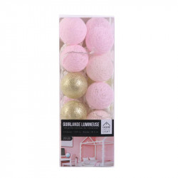 Grossiste guirlande 20 LED aux boules rose et dorées - 4x372cm