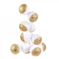 Grossiste guirlande 10 LED aux boules blanches et dorées - 6x192cm