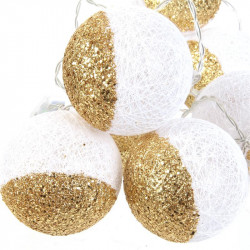 Grossiste guirlande 10 LED aux boules blanches et dorées - 6x192cm