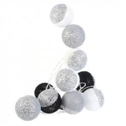 Grossiste guirlande boule 10l noir blanc glitter 6x192cm