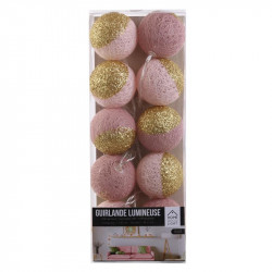 Grossiste guirlande 10 LED aux boules rose et dorées - 6x192cm