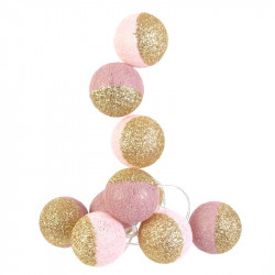 Grossiste guirlande 10 LED aux boules rose et dorées - 6x192cm