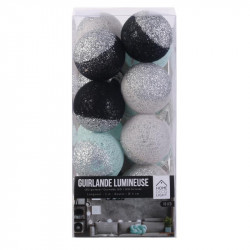 Grossiste guirlande boule 16led noir bleu gliter 6x300cm