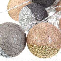 Grossiste guirlande 16 LED aux boules marron et grises pailletées - 6x300cm