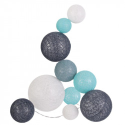 Grossiste guirlande 10 LED aux boules multi-taille bleues, grises et blanches - 100cm