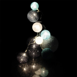 Grossiste guirlande 10 LED aux boules multi-taille bleues, grises et blanches - 100cm