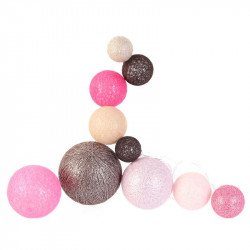 Grossiste guirlande 10 LED aux boules multi-taille rose, marron et beiges de 100cm