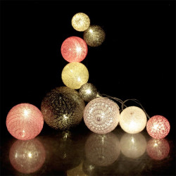 Grossiste guirlande 10 LED aux boules multi-taille rose, marron et beiges de 100cm