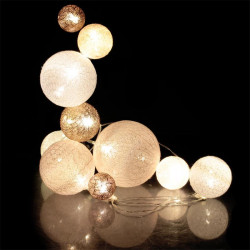 Grossiste guirlande 10 LED aux boules multi-taille rose et blanches de 100cm