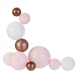 Grossiste guirlande 10 LED aux boules multi-taille rose et blanches de 100cm