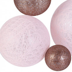 Grossiste guirlande 10 LED aux boules multi-taille rose et blanches de 100cm