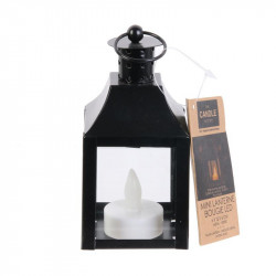 Grossiste bougie LED style lanterne 12x6x6cm noire
