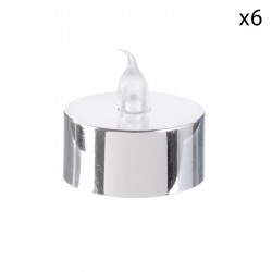 Grossiste bougie LED de table métallique 3.5x3.8cm argentée