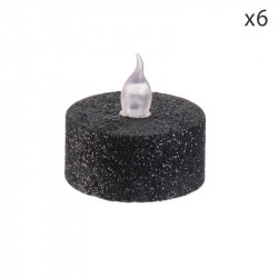 Grossiste bougie LED de table avec paillettes 3.5x3.8cm noire