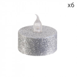 Grossiste bougie LED de table avec paillettes 3.5x3.8cm argentée