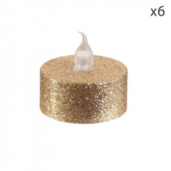 Grossiste bougie LED de table avec paillettes 3.5x3.8cm dorée