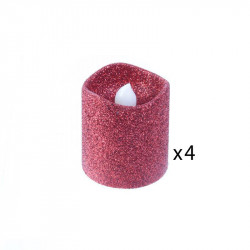 Grossiste bougie LED de table à paillettes 4.2x3.8cm rouge