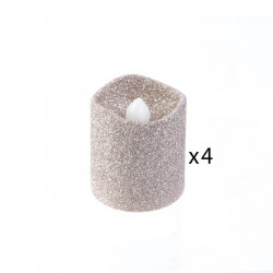 Grossiste bougie LED de table à paillettes 4.2x3.8cm beige