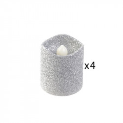 Grossiste bougie LED de table à paillettes 4.2x3.8cm argentée