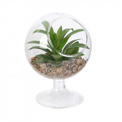 Grossiste plante artificielle en verre à pied 13.5cm