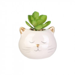 Grossiste plante artificielle spécial chat en céramique