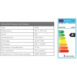 Grossiste ampoule g125 e27 avec led spiral ambré 2w