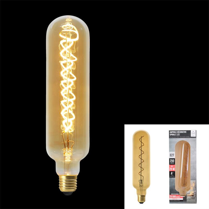 Grossiste ampoule tube e27 avec led spiral ambré 26.7cm 4w