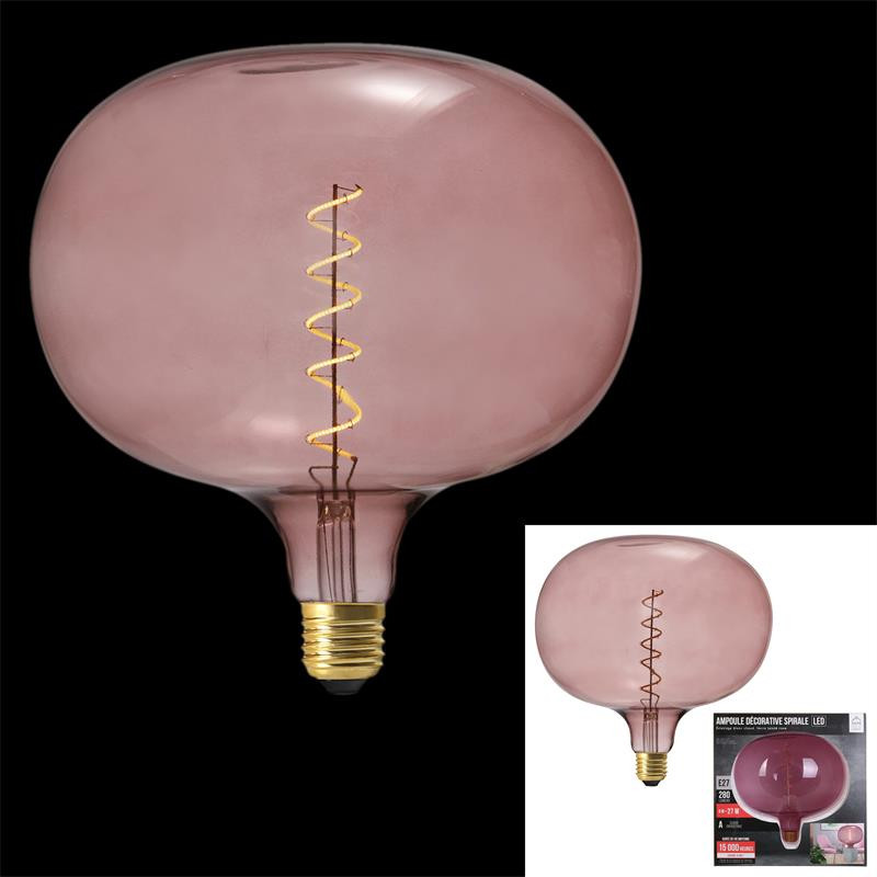 Grossiste ampoule bulle 220x225mm e27 rose 6w