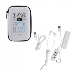 Grossiste et fournisseur. Pochette voyage blanche et accessoires High Tech x 4