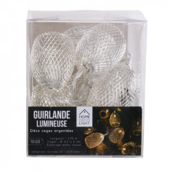 Grossiste guirlande métallique 10 LED avec cage en argent