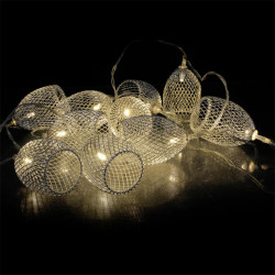 Grossiste guirlande métallique 10 LED avec cage en argent