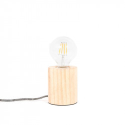 Grossiste lampe à poser cylindrique en bois avec câble gris et blanc