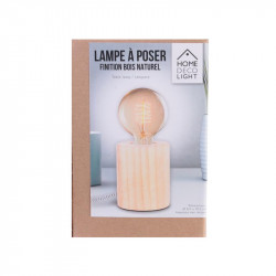 Grossiste lampe à poser cylindrique en bois avec câble gris et blanc