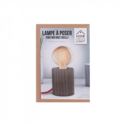 Grossiste lampe à poser cylindrique en bois avec câble rouge