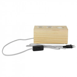 Grossiste lampe à poser rectangulaire en bois avec câble gris et blanc