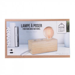 Grossiste lampe à poser rectangulaire en bois avec câble gris et blanc