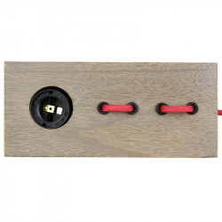 Grossiste lampe à poser rectangulaire en bois avec câble rouge