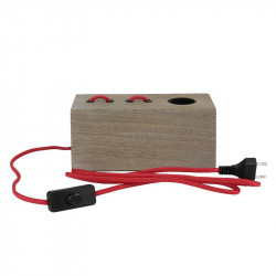 Grossiste lampe à poser rectangulaire en bois avec câble rouge