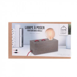 Grossiste lampe à poser rectangulaire en bois avec câble rouge