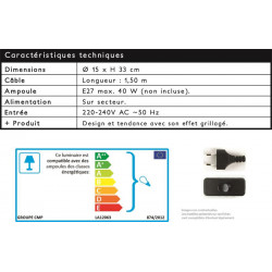 Grossiste lampe à poser cylindrique avec grille métallique noire