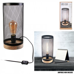 Grossiste lampe à poser cylindrique avec grille métallique noire