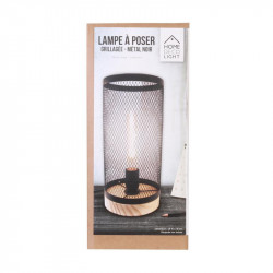 Grossiste lampe à poser cylindrique avec grille métallique noire