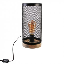 Grossiste lampe à poser cylindrique avec grille métallique noire